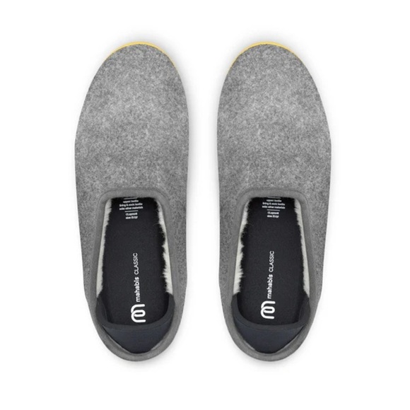 Mahabis Womens' wool felted lined classic gray slip on slippers - Picture 1 of 6